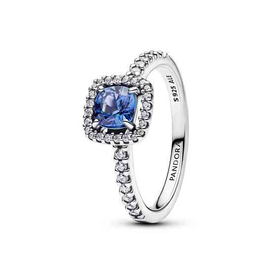 Срібна каблучка Pandora Блискучий синій квадрат 193555C01 52 Київ
