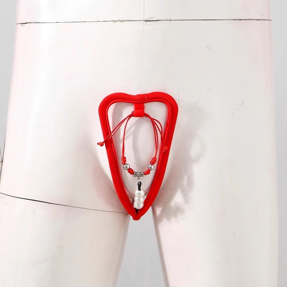 Мужские трусы без лямок с бусинками эротические one size красный Киев - изображение 2