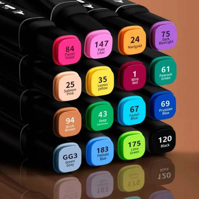 Маркери в чорній сумці 36 шт, Набір двосторонніх маркерів для хлопчиків, Набір маркерів ES-255 в чохлі Київ - фото 7