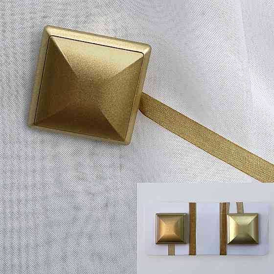 Магниты для штор и гардин Квадрат двусторонние набор 2 шт Золотистый (81-276) Киев