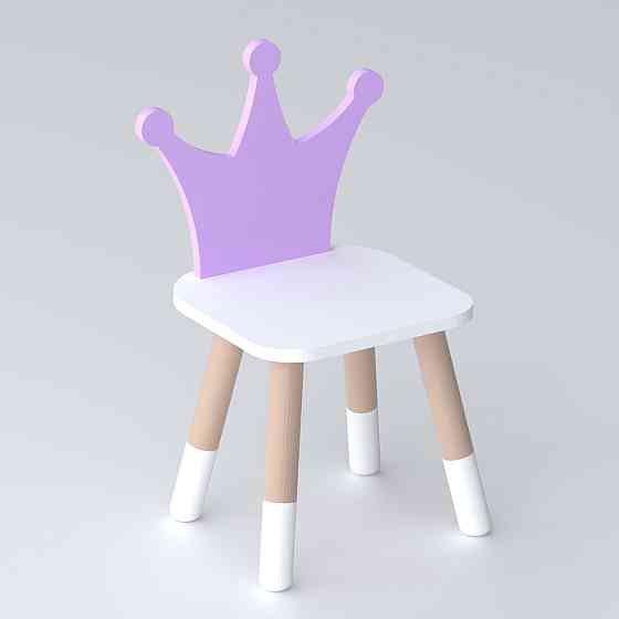 Дитячий стільчик корона 26.5х26х25см, стілець для дівчинки від 1 року, білий з фіолетовим Київ