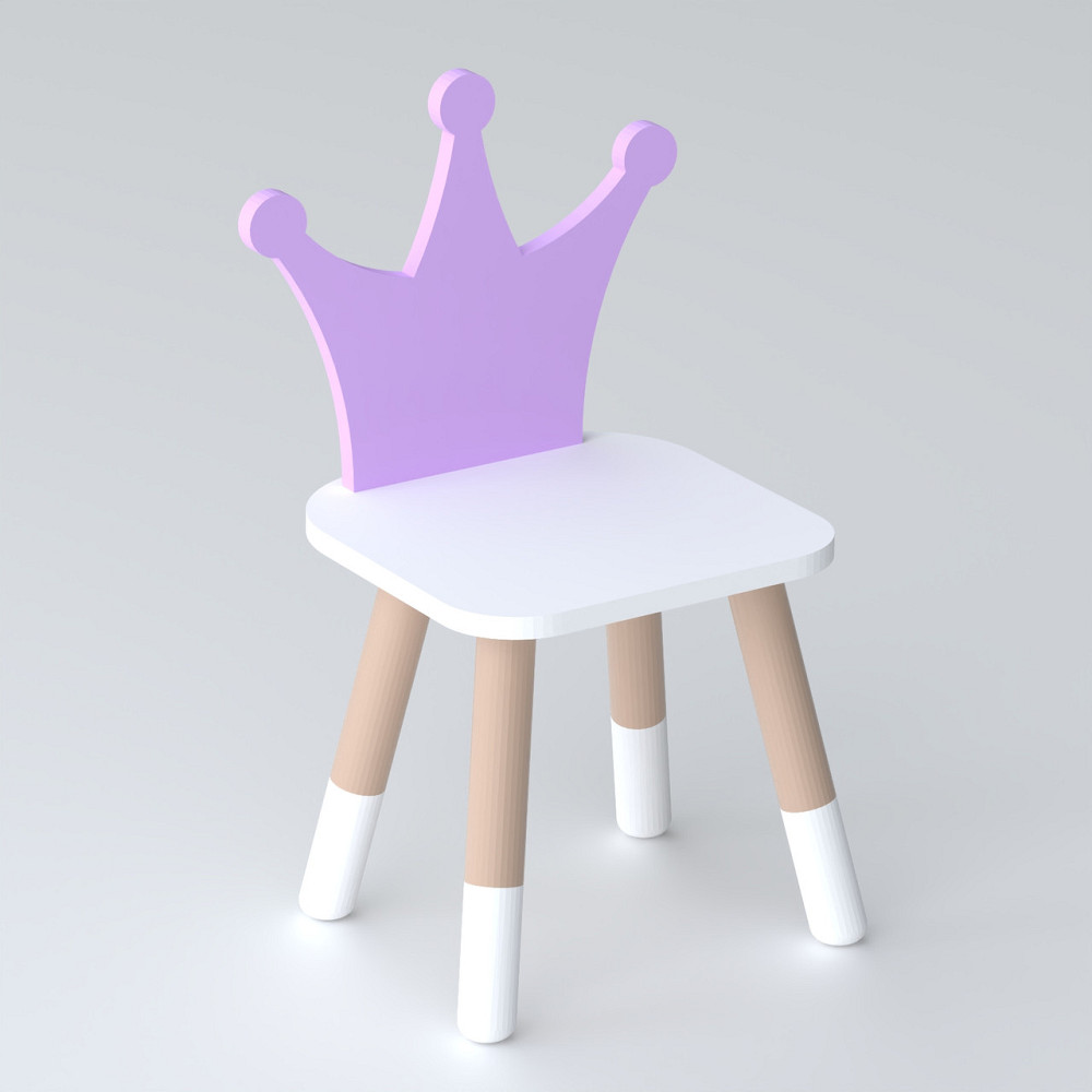 Дитячий стільчик корона 26.5х26х25см, стілець для дівчинки від 1 року, білий з фіолетовим Київ - фото 1