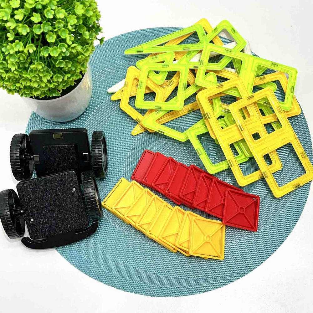 Конструктор магнітний Limo Toy Транспорт 57 деталей Зелено-жовтий (KB 1014) Чернигов - изображение 8