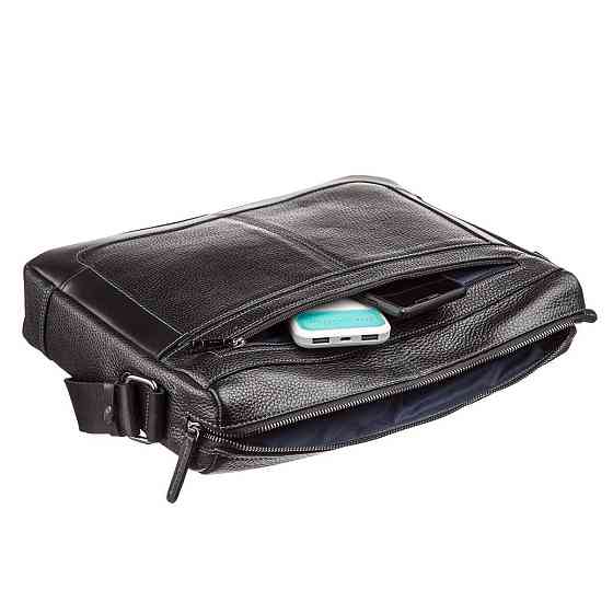 Деловая мужская сумка из кожи флотар на плечо SHVIGEL 11244 Черная Киев