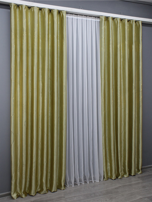 Комплект готових штор VR-Textil Софт № 1478ш Золотистий 150х270 см 2 шт (33-0346) Київ - фото 4