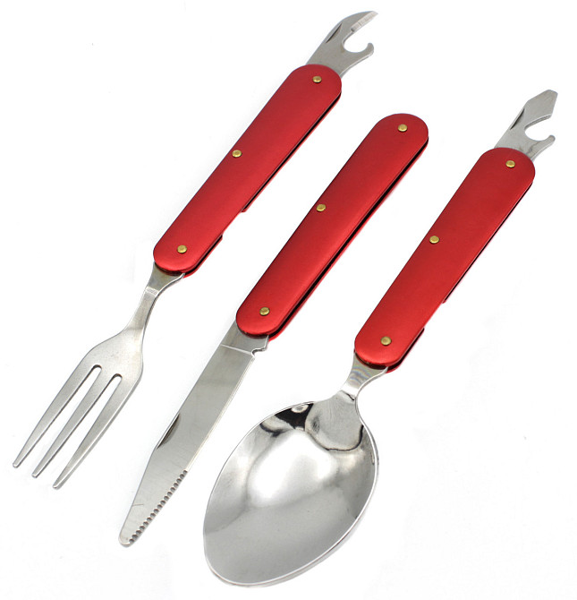 Туристичний столовий прилад F48 червоний Дніпро - фото 1