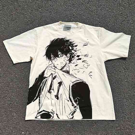 Футболка мужская с принтом аниме Синяя тюрьма Йоикхи Исаги Егоист оверсайз (S/M/L) Черний Днепр