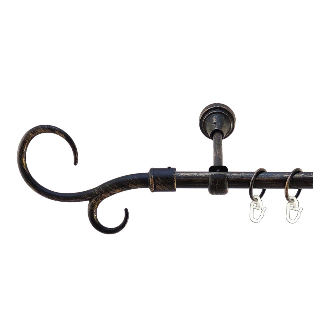 Карниз Orvit Гак Подвійний металевий однорядний відкритий Чорне Золото 16 мм 160 см (5467960) Львов - изображение 1