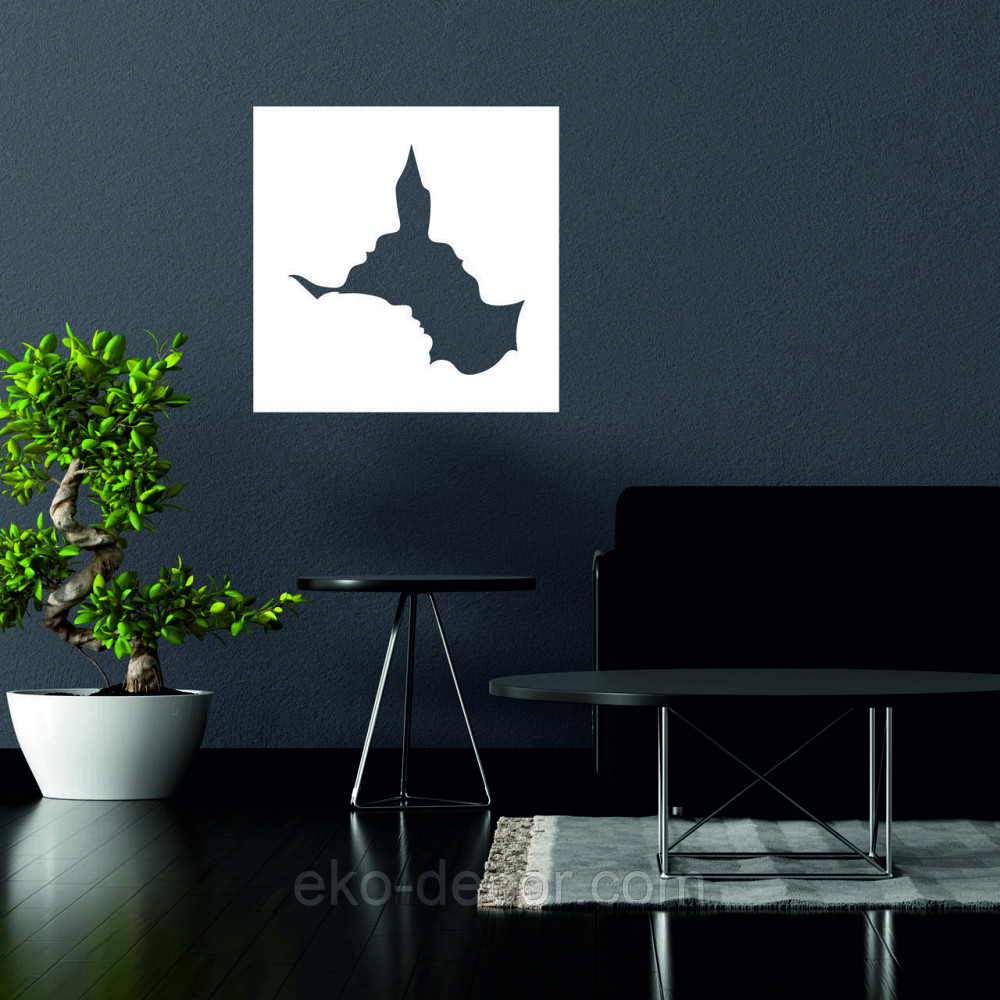 Декоративне настінне 3D Панно «Силует пари», Декор на стіну з об'ємом 50*50 см, Білий Київ - фото 4