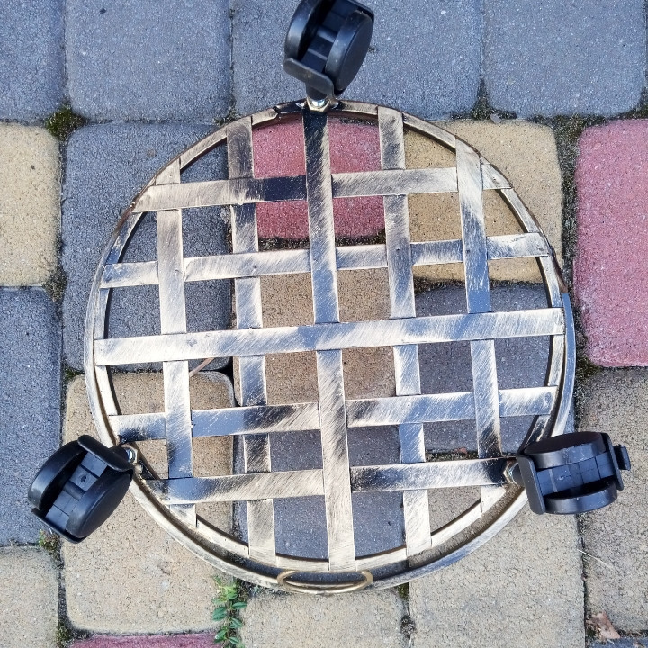 Подставка кованая для цветов на колесах на 1 вазон средняя, стойка под цветы, вазон Киев - изображение 8