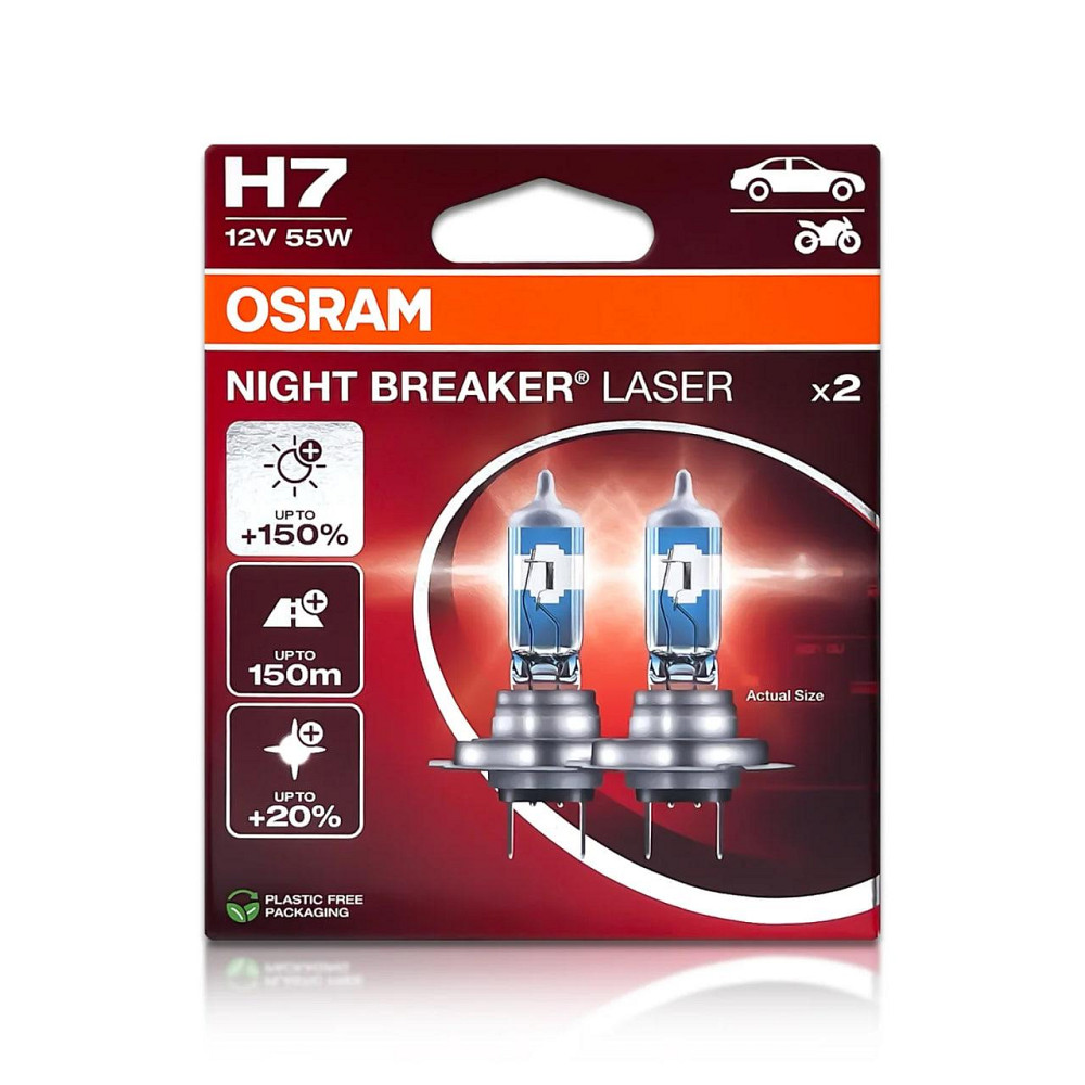 Комплект галогенових ламп OSRAM H7 64210NL-2HB Night Breaker LASER NG +150% 55W 12V PX26d (2 шт) Харків - фото 16