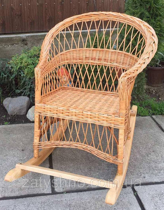 Крісло гойдалка плетена | крісло-гойдалка на полозах | крісло гойдалка з лози Київ - фото 4