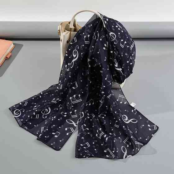 Женский шарф с нотами 150 на 48 см черно-белый Киев