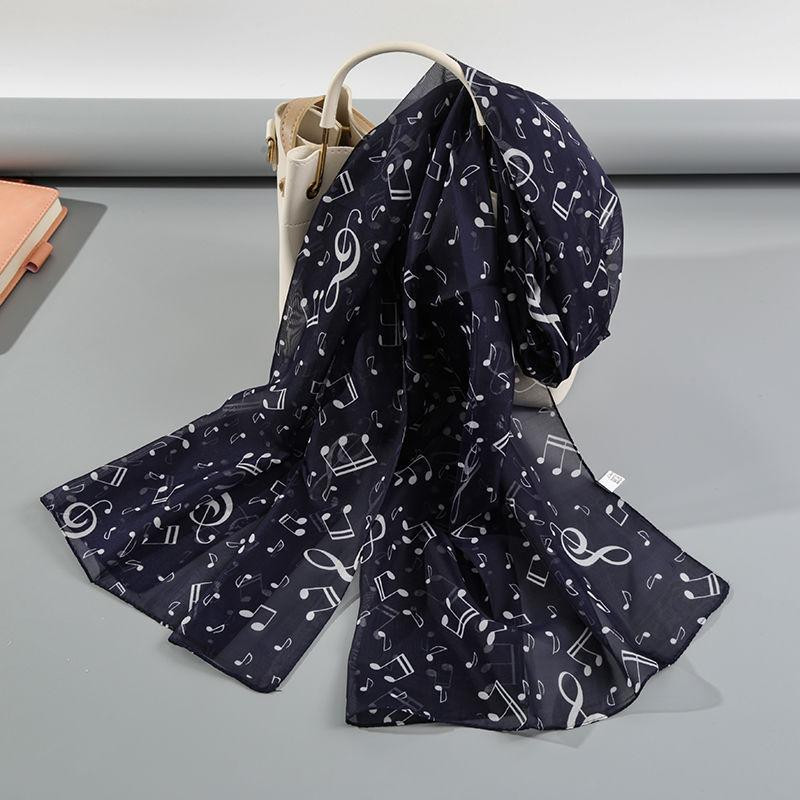 Женский шарф с нотами 150 на 48 см черно-белый Киев - изображение 3