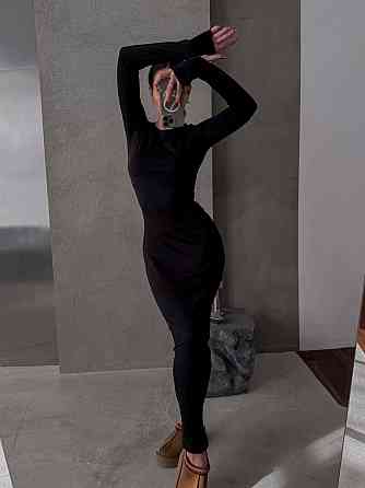 Жіноче базове термо плаття максі в стилі скімс Чорний Одеса