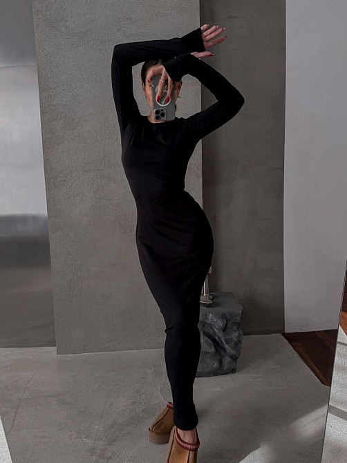 Жіноче базове термо плаття максі в стилі скімс Чорний Одеса - фото 2