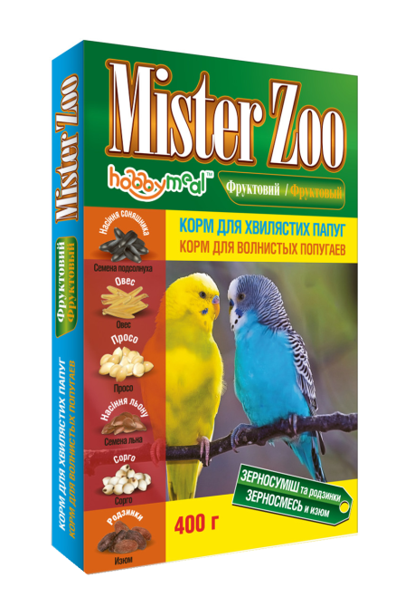 Корм Мистер Зоо фруктовый для волнистых попугаев 400 г, O.L.KAR Винница - изображение 1