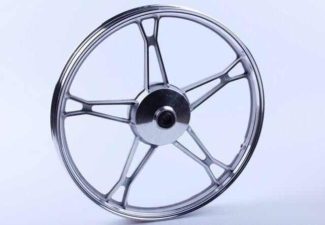 Диск передний литой 17*1,2 silver (барабанный тормоз) 2,5kg на мопед Дельта/Альфа Мукачево - изображение 1