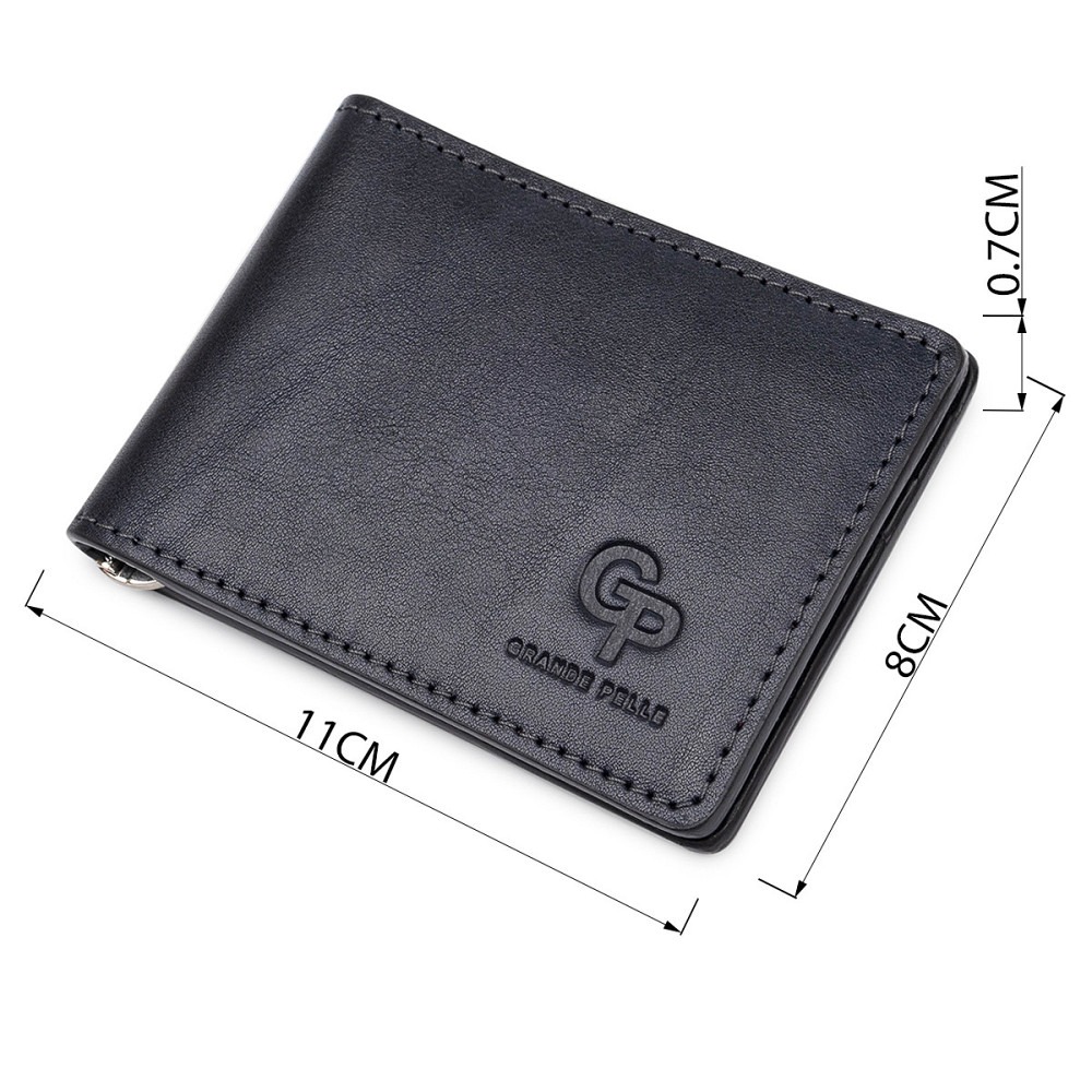 Шкіряний чоловічий затиск для грошей GRANDE PELLE 11544 Синій Київ - фото 9