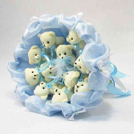 Букет из мягких игрушек 11 мишек 5285IT небесно-голубой Винница