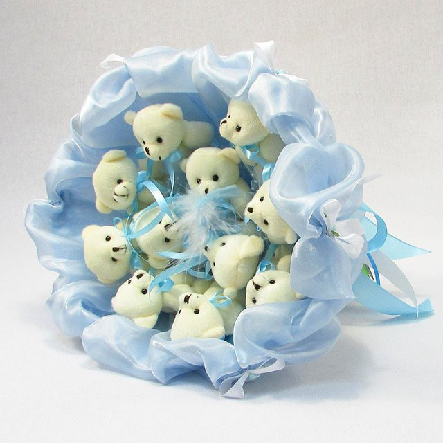 Букет з м'яких іграшок 11 ведмедиків 5285IT небесно-блакитний Вінниця - фото 3