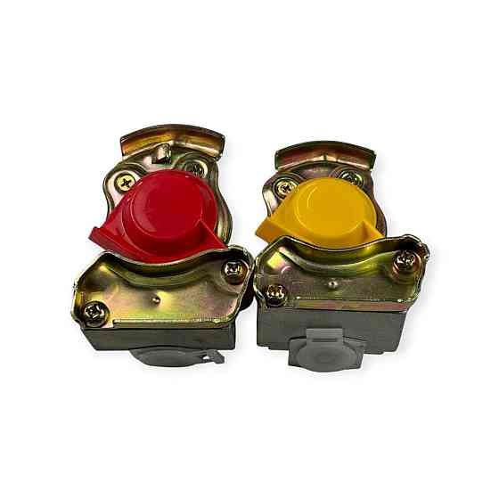 Разъем 16 x1.5 в сборе, с обратным клапаном (к-кт 2 шт) (красный и желтый) пневматический Мукачево