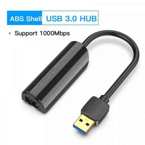 Перехідник USB 3.0 --> Ethernet RJ45 1000Mb чорний Vention (CEHBB) Киев