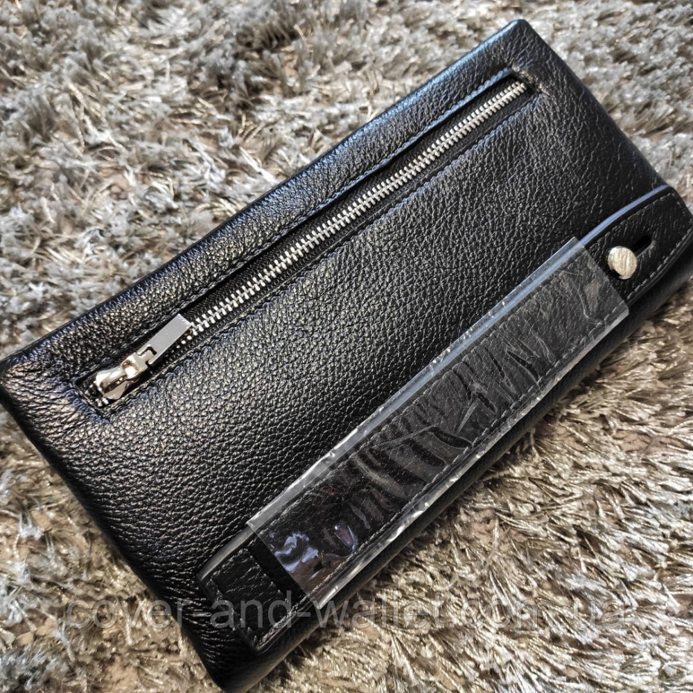 Великий шкіряний чоловічий гаманець клатч на магнітах та блискавці MD Leather Київ - фото 4