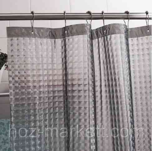 Штора у ванну силіконова з 3 D ефектом шторка для ванної сіра 180 х 180 см Харків