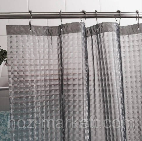Штора у ванну силіконова з 3 D ефектом шторка для ванної сіра 180 х 180 см Харків - фото 6