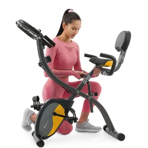 Велотренажер магнітний з еспандерами Hop-Sport X-Bike 3010x чорно-жовтий Київ