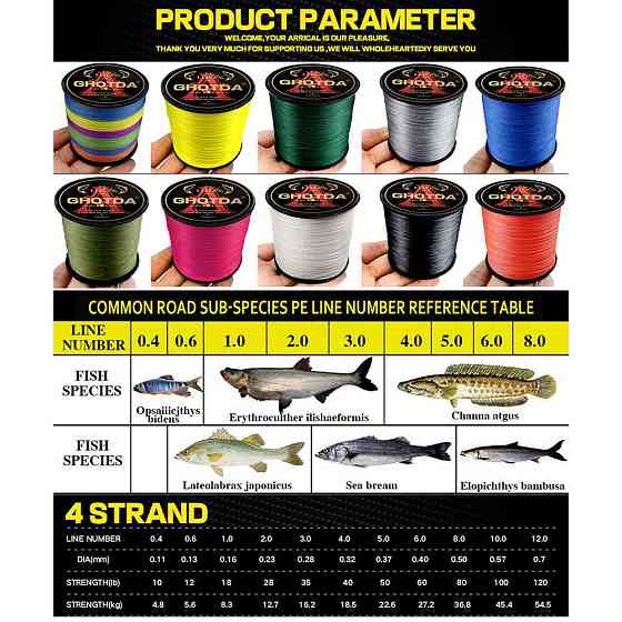 Шнур для рыбалки GHOTDA 150 м, 4 жилы, оранжевый Киев