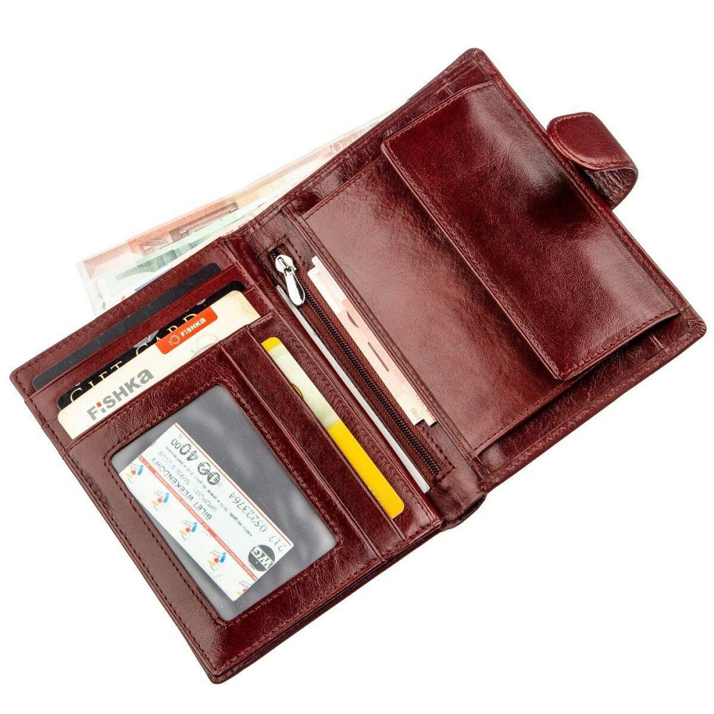 Практичный кожанный мужской кошелек Коричневый (Boston) Киев - изображение 2