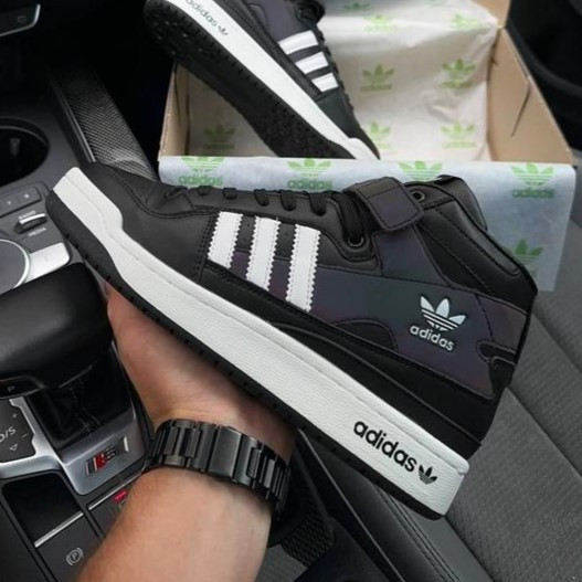 Высокие Чёрные Кроссовки Adidas Forum Кожаные Мужские Ботинки Адидас Форум (размеры: 41,42,43,44,45,46) Днепр - изображение 1