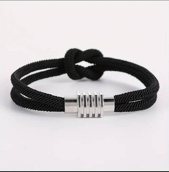 Чорний браслет зі шнура зі знаком нескінченності – талісман, оберіг, аксесуар на руку Київ - фото 2