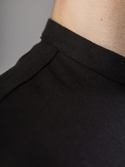 Черная мужская рубашка изо льна casual. Рубашка свободного кроя легкая черная Pobedov Exlnt Киев - изображение 5