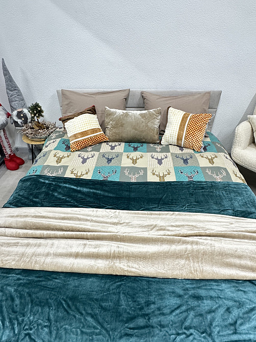 Ecotton Комплект постільної білизни Ecotton полуторний 150х215 см зелений Олені Коломыя - изображение 8