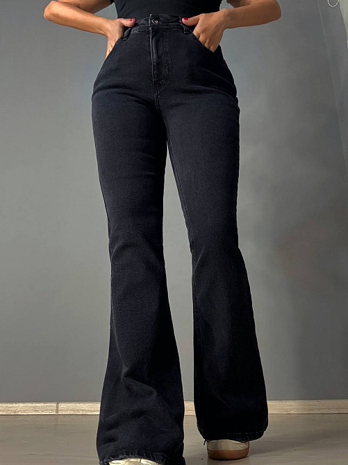 Джинсы женские Sherocco 7032 клеш от колена высокая посадка стрейчевые черные, черный, 29, 29, 74 см, 100 см Киев - изображение 8