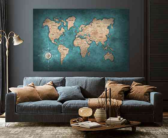 Картина холст в гостиную / спальню  Мапа Світу  MLP_13 50x100 см Киев