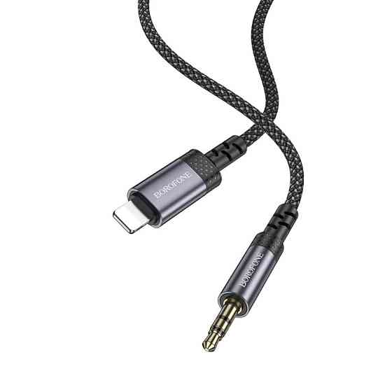 Аудиокабель BOROFONE BL24 iP to 3.5mm male, nylon braid, 1m, Metal Grey Одесса