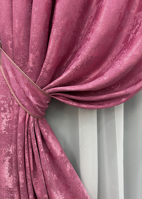 Комплект готових штор VR-Textil Жакард Sultan XO № 1146ш Малиновий 150х280 см 2 шт (33-0582) Київ - фото 5