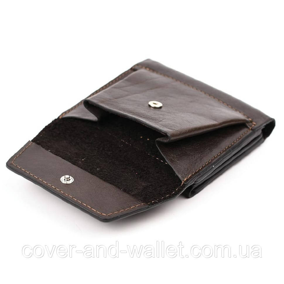 Елітний чоловічий портмоне з італійської шкіри коричневого кольору Grande Pelle 502420 Київ - фото 4