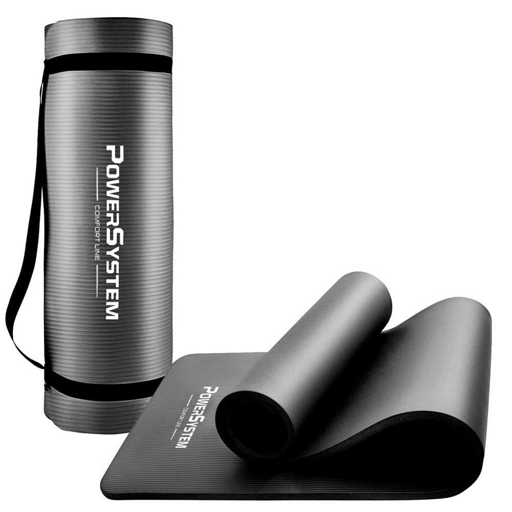 Килимок для йоги та фітнесу Power System PS-4017 NBR Fitness Yoga Mat Plus Black (180х61х1) Киев - изображение 1