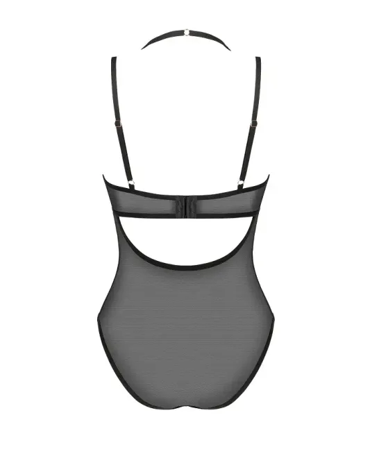 Прозоре боді Obsessive Selinne teddy M/L Black, дрібна сітка, подвійні бретелі Львів - фото 4