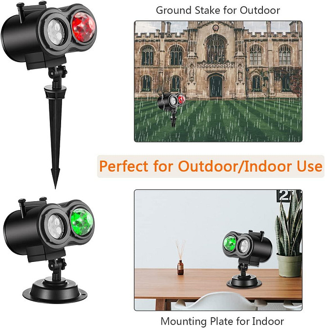 ACELIFE проектор для Хэллоуина и Рождества, IP44 LED проектор для улицы и дома, 12 слайдов, 10 цветов Киев - изображение 8