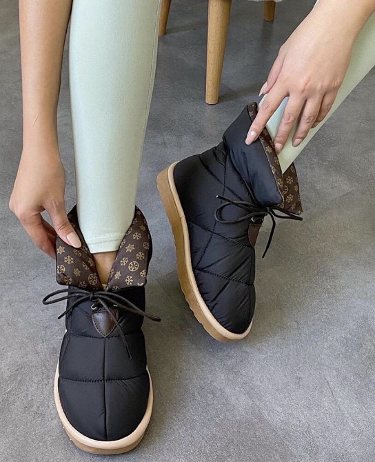 Дутіки жіночі Туреччина чорні плащівка зима висота 20см (5201) 38р.39р.40р. Коломыя - изображение 6