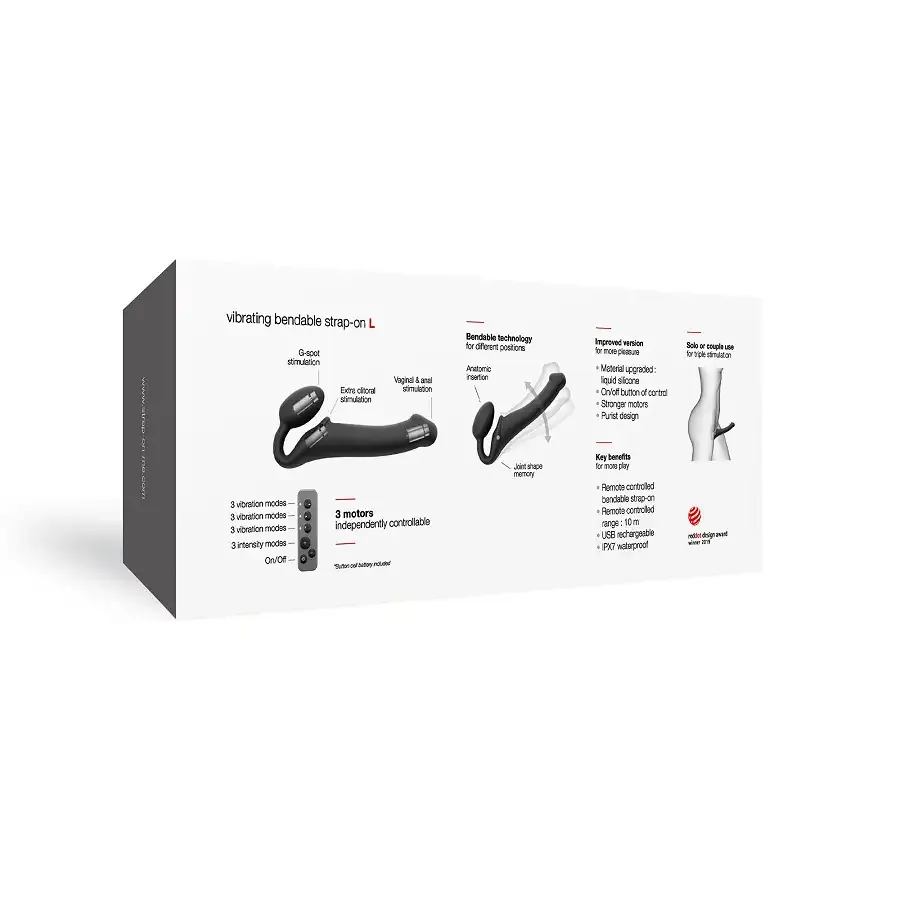 Безремінний страпон з вібрацією Strap-On-Me Vibrating Black L, діаметр 3,7см, пульт ДК, регульований Львов - изображение 7