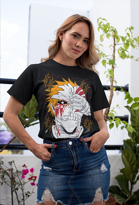 Футболка чоловіча з аніме принтом Бліч оверсайз (S/M/L) Чорний AnimeJ0529 Дніпро - фото 7