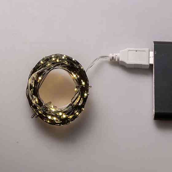 Гірлянда "Роса" 20м, 200 LED, зелений провід, жовта USB Київ