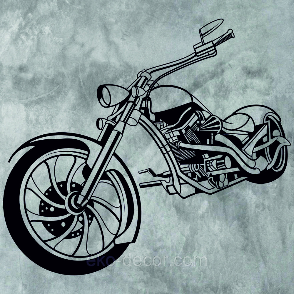 Декоративное настенное Панно «Мотоцикл» Декор на стену 90*100 см, Черный Киев - изображение 4